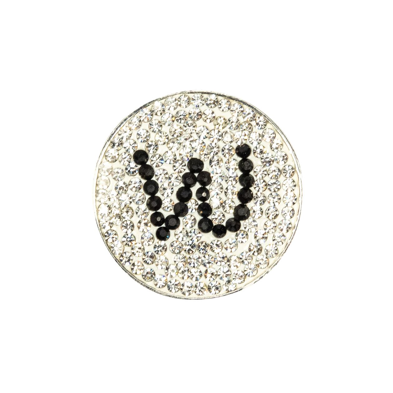 【ナビカ】 アメリカのゴルフジュエリーマーカー グリーン上で映えるマーカー クリスタルがおしゃれ クリップ付き ゴルフ女子 イニシャル・ブラック・W #192 Initial Black W