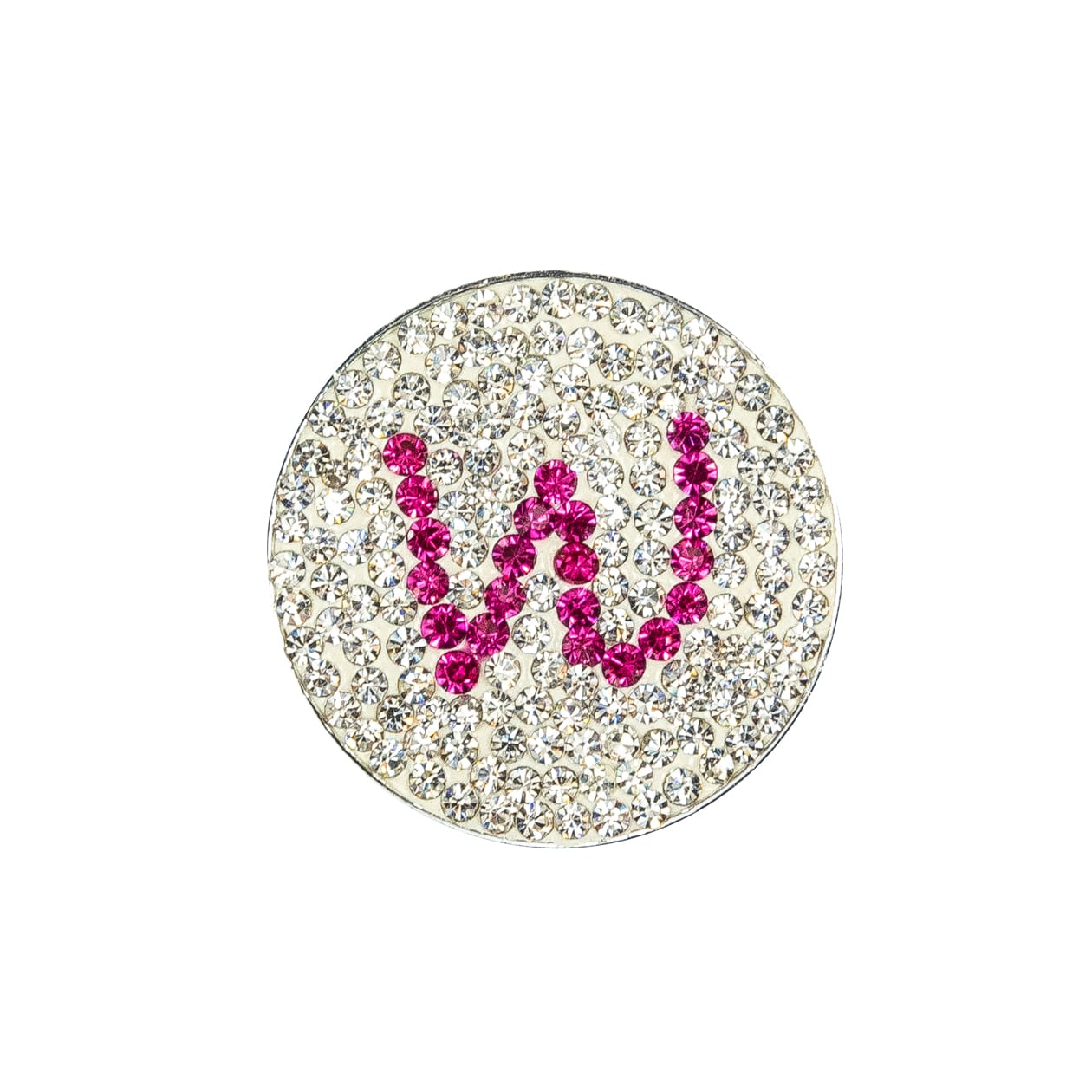 【ナビカ】アメリカのゴルフジュエリーマーカー グリーン上で映えるマーカー クリスタルがおしゃれ クリップ付き ゴルフ女子 イニシャル・ピンク・W #216 Initial Pink W