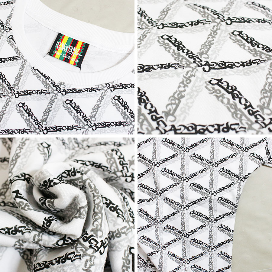 Tシャツ メンズ / 幾何学模様 総柄 Tシャツ 《 ビッグシルエット オーバーサイス ビックシルエット 幾何学柄 ストレッチ メンズTシャツ ダンスウェア ダンスTシャツ ダンス ダンスチーム スケーター スケボー シャツ カジュアル おしゃれ お洒落 ブラック ホワイト 秋