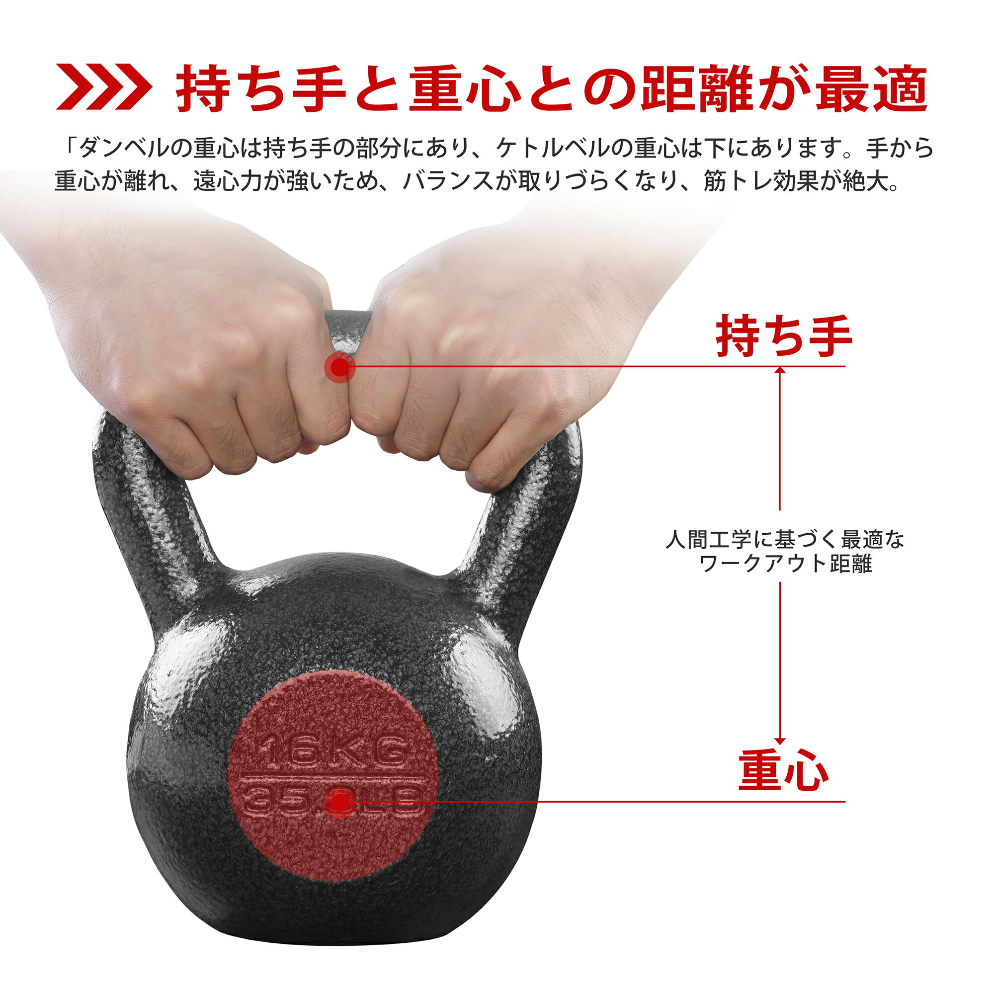 PROIRON ケトルベル 4kg 8kg 12kg 16kg 一体型鋳鉄 ジムや自宅に最適 3年保証 2