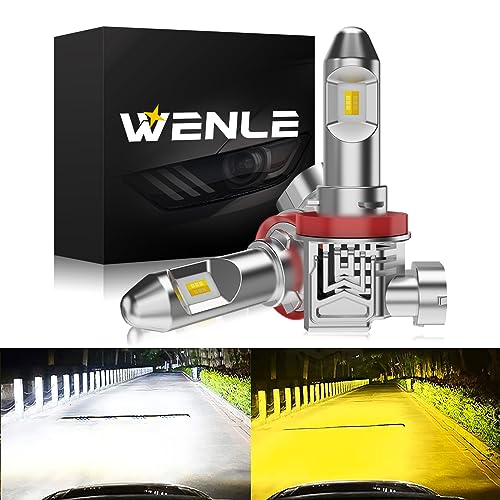 WENLE(ウエンレ) 超爆光14000LM！H8/H9/H11/H16共用 LED フォグランプ 2色切り替え ホワイト 6000K / イエロー DC12V車用 明るい40W 一体型 無極性 カラーチェンジ バルブ 左右分2本入り