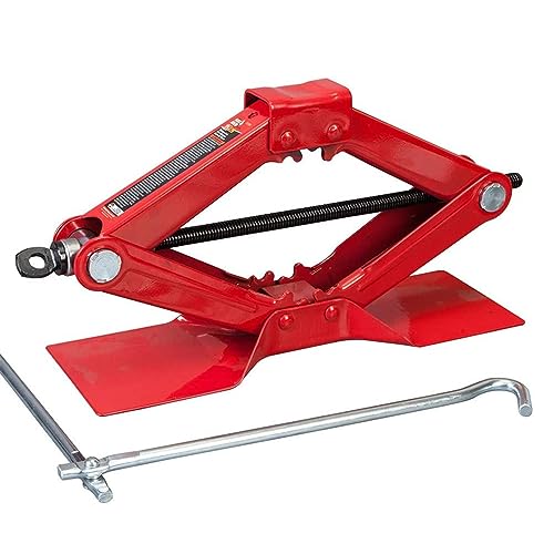 BIG RED パンタグラフジャッキ パンタジャッキ 車用ジャッキ ハンドルセット 1.5T 最高値/最低値 395/90mm 安全 大型ベース付き(車のタイヤ交換、持ち運びが簡単、軽量) TJ10152D