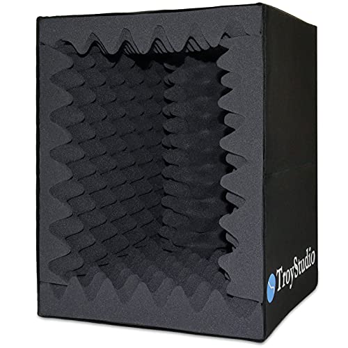 TroyStudio ポータブルレコーディングボーカルブースサウンドボックス - リフレクションフィルター & マイクアイソレーションシールド - 大型、折りたたみ式、スタンドマウント可能、高密度の吸音フォーム (小きいサイズ)
