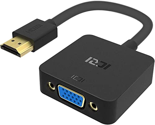 ICZI HDMI-VGA(D-SUB)変換アダプタ hdmi 変換 アダプタ ケーブル ブラック 1080p対応 HDMI オス to VGA メスアダプタ
