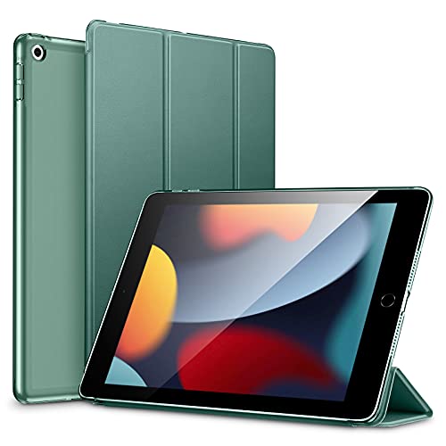 ESR iPad 9世代 ケース 10.2インチ ipad ケース 第7/8/9世代通用(2021/2020/2019モデル) 半透明 指紋防止 三つ折りスタンド オートスリープ/ウェイク機能対応 薄型 軽量 傷防止 耐衝撃 ハードカバー グリーン