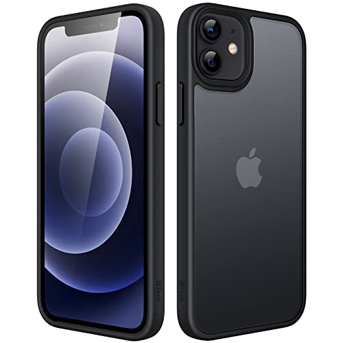 JEDirect マットケース iPhone 12/12 Pro 6.1インチ 耐衝撃性ミリタリーグレードの落下防止 つや消しの半透明の背面電話カバー 指紋防止 (ブラック)