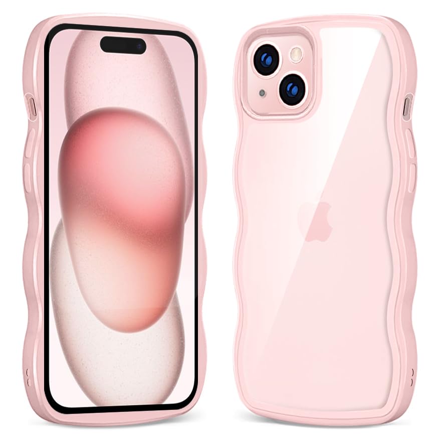 透明 iPhone 15 用 ケース クリア 全面保護 人気 韓国 かわいい iPhone15 用 スマホケース 滑り止め 薄型 軽量 耐衝撃 TPU レンズ保護 おしゃれ 落下防止 アイフォン 15 用 カバー ワイヤレス充電対応 (ピンク)