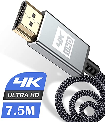 4K HDMI ケーブル 7.5m【ハイスピード アップグレード版】 HDMI 2.0規格HDMI Cable 4K 60Hz 対応 3840p/2160p UHD 3D HDR 18Gbps 高速イーサネット ARC hdmi ケーブル - 対応 パソコンの画面をテレビに映す Apple TV,PS5/PS4/PS3, PCモニター,Nintendo Switchなど適用 (