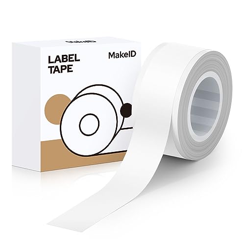 MakeID L1/Q1ラベルプリンタ―用紙全面ラベル ラベルシール 純正 感熱ロール紙 幅12mm長4m 手書き/値札/宛名/重量/番号/に適用 Android/IOS対応 (ホワイト)