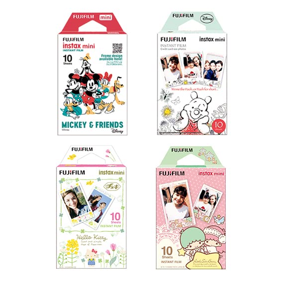 [チェキフイルム4種セット] 富士フイルム instax mini 「ディズニー＆サンリオセット」 ミッキー＆フレンズ+くまのプーさん+キティ+キキ＆ララ