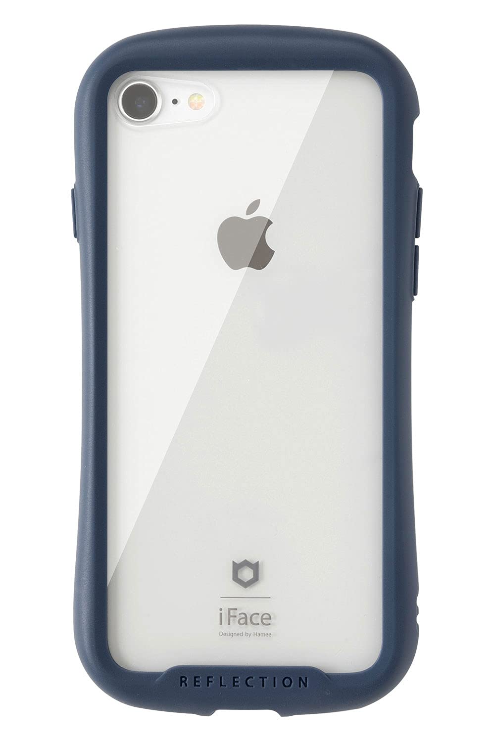 iFace Reflection iPhone SE(第3世代/第2世代)/8/7 ケース クリア 強化ガラス (ネイビー)【アイフォンse3 アイフォンse2 アイフォン8 カバー 透明 耐衝撃 米国MIL規格取得 ストラップホール付き】