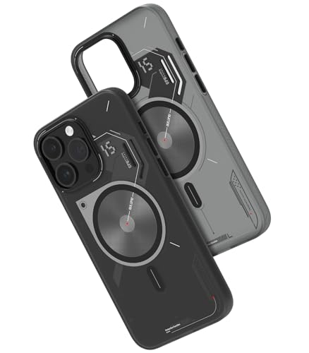 Aulumu A15 TPU iPhone 15 Pro用 磁気ケース - IMDテクノロジー - Magsafe [アルミ合金カメラフレーム] 半透明 - ブラック