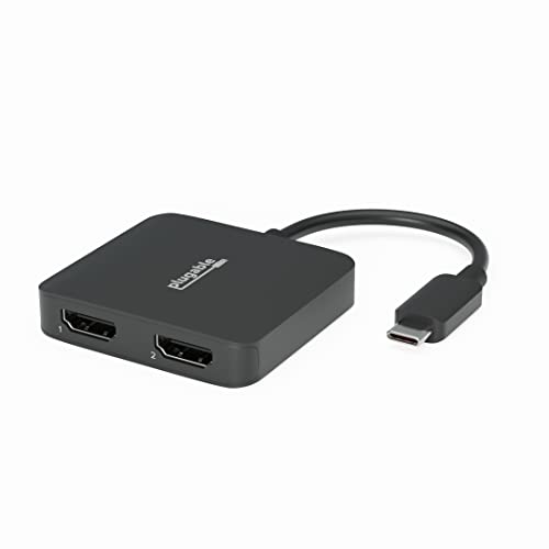 Plugable USB-C デュアル HDMI 変換アダプタ MST 対応 2台の 4K 60Hz モニタを接続 Windows Chromebook 用 ドライバ導入不要