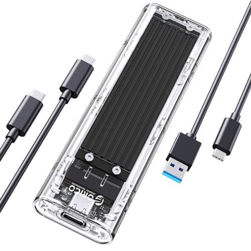 【10Gbps】 ORICO USB3.1 Nvme M.2 SSDケース M-Key/B&M Key（Nvmeのみ） USB3.1 Gen2 10Gbps 外付けケース UASP Trim 対応 2230/2242/2260/2280 SSD対応 ダブルケーブル付属 M.2 SSD 変換アダプタ 透明 TCM2-BK