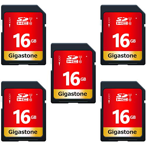 Gigastone SDカード 16GB 5枚セット SDHC メモリーカード 高速 フルHD ビデオ SD card デジタルカメラ Full HD UHS-I U1 Class 10 ミニケース5個付