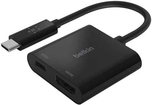 Belkin USB-C to HDMI + USB-C 60W PD 対応変換アダプタ iPhone 15 / iPad/iPad Pro/iPad mini/MacBook/MacBook Pro/MacBook Air/Windows/Surface/Chromebook 対応 AVC002btBK