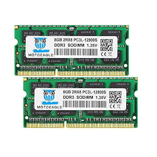 Motoeagle ノートPC用メモリDDR3L 1600 MHz 16GB Kit PC3L-12800 8GB×2枚組 SO-DIMM 電圧 1.35V/1.5V 204Pin CL11 Non-ECC Mac 対応