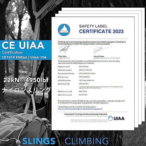 GM CLIMBING UIAA CE 認証 22kN 16mm ナイロンスリング ランナー クライミングスリング 長さ 120cm オレンジ 3本入り 2