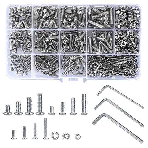 440個 六角穴付きボルト 六角穴付ボルト ボルト ナット セット なべ小ねじ ステンレス ネジ ボルト セット マシンネジ 詰め合わせキットDIY固定アクセサリー用