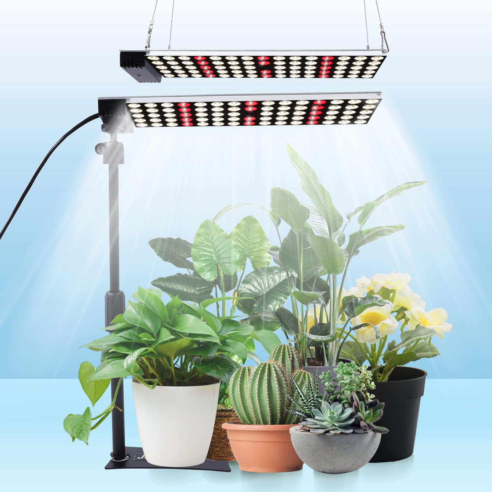 JCBritw 50W 植物育成ライト スタンド付き LED 白いフルスペクトルLED植物ライト 室内栽培 苗木栽培 顕花植物栽培向け水耕栽培ランプ 植物栽培工場 温室/園芸に適用