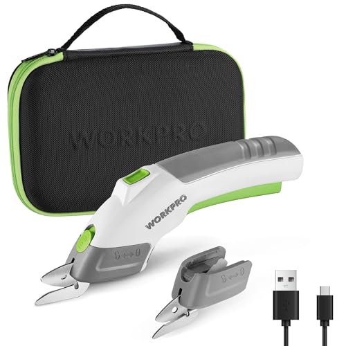 WORKPRO 電動ハサミ 充電式ハサミ 電動カッター 電動ダンボールカッター コードレス 段ボール 布 カーペットなどに適用 3.6V USBデータケーブル付き