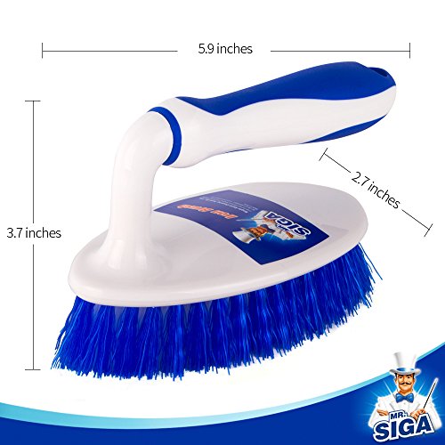 MR.SIGA スクラブセラミックタイルブラシ おしゃれハンドル、お風呂掃除のブラシ、床ブラシ、台所ブラシ、多機能の長持ちブラシ、2個入り 3