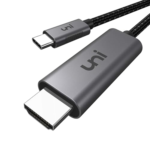 HDMI USB Type-C 変換ケーブル【4K 60Hz 1.8M】uniAccessories タイプC HDMI 変換アダプタ Thunderbolt 3/4対応 ナイロン iPhone 15 Pro/ProMax/GalaxyS などType C端子搭載機器対応