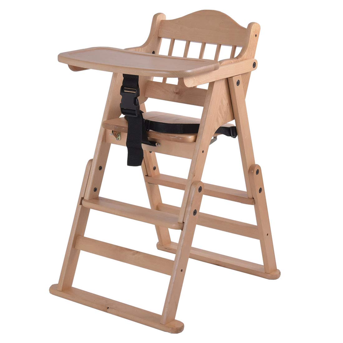RA:タンスのゲン ベビーチェア テーブル付き ベルト 折りたたみ ハイ＆ローチェア 2WAY 組み立て不要 完成品 木製椅子 65400001 64712 