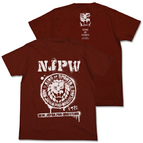 【送料無料対象商品】コスパ 新日本プロレスリング NJPWステンシルライオンマーク Tシャツ BURGUNDY 【ネコポス/DM便対応】