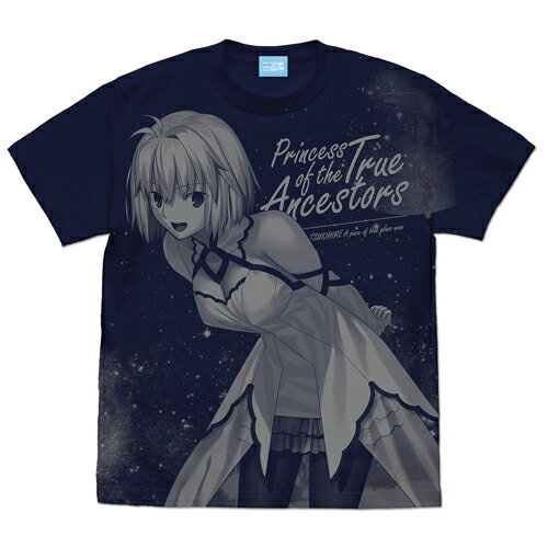 コスパ 月姫 -A piece of blue glass moon- アルクェイド・ブリュンスタッド 耐熱ドレスVer. オールプリントTシャツ NAVY