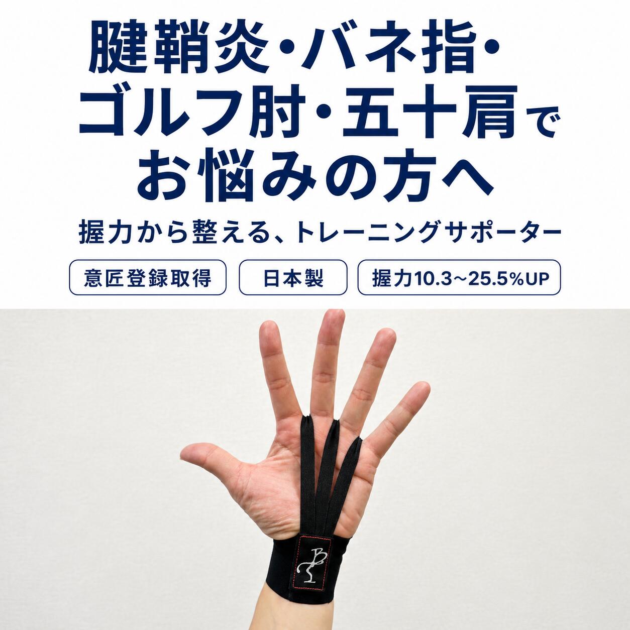 手先サポーター 藤田トレーニングサポーター 腱鞘炎 ばね指 テニス肘 ゴルフ肘 四十肩 五十肩 握力 手指 手のひら 筋トレ ゴルフ PC作業 日本製 片手用
