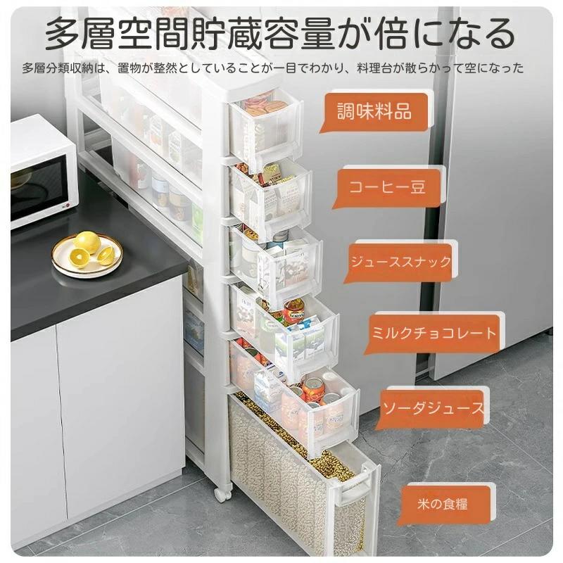 楽天プロジェクトアップデートキッチンワゴン 隙間収納 スリム 16/18/20/22/24cm ランドリー収納 すき間 引出し スーパースリム 2/3/4/5/6段 引き出し 省スペース 多機能 小物 食品 調味料 組立簡単 浴室 台所 ランドリー収納段差をまたげるすき間ストッカー キャスター付き