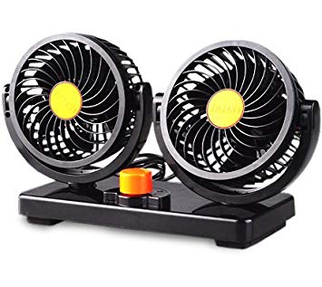 車載扇風機 ツインファン 24V専用 オレンジ 車用 シガーソケット接続 エアコン 冷房[送料無料(一部地域..