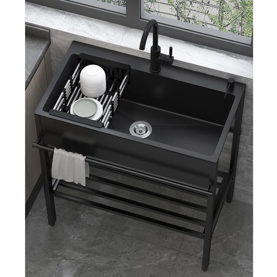 黒流し台 屋外シンク流し台 キッチンシンク シンク アウトドア ガーデンシンク 大容量自立型シンク 業務用厨房簡易流し台 屋外流し台 洗面所 簡単取付 カフェ 病