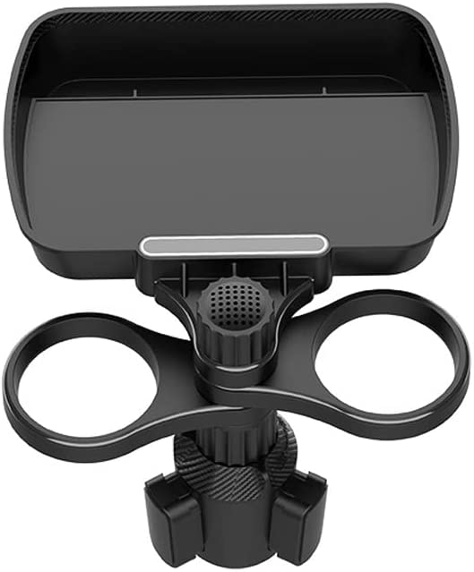 車用ドリンクホルダー トレイ付き カップホルダー 飲み物と食べ物収納 携帯電話マウント 取付簡単 使い..