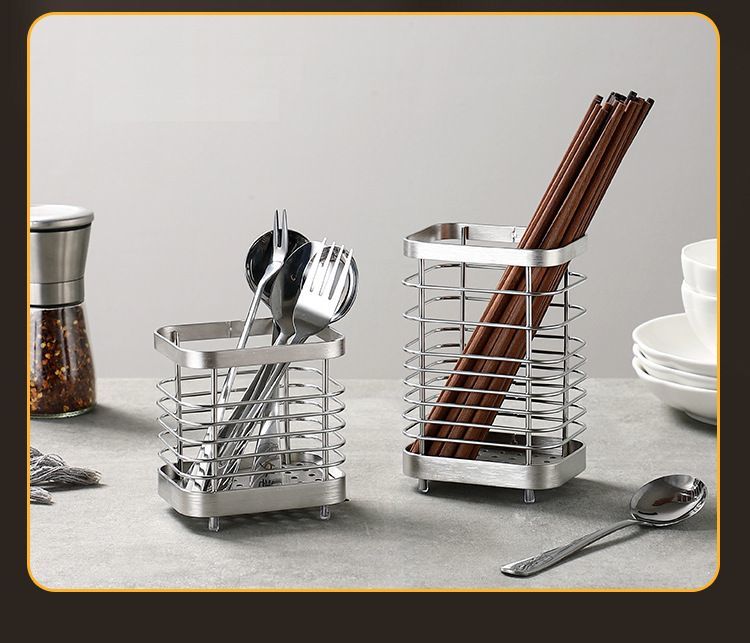 カトラリースタンド 調理小道具立て 箸立て 箸入れ 水切り 排水 ステンレス 収納 お箸 スプーン フォー..