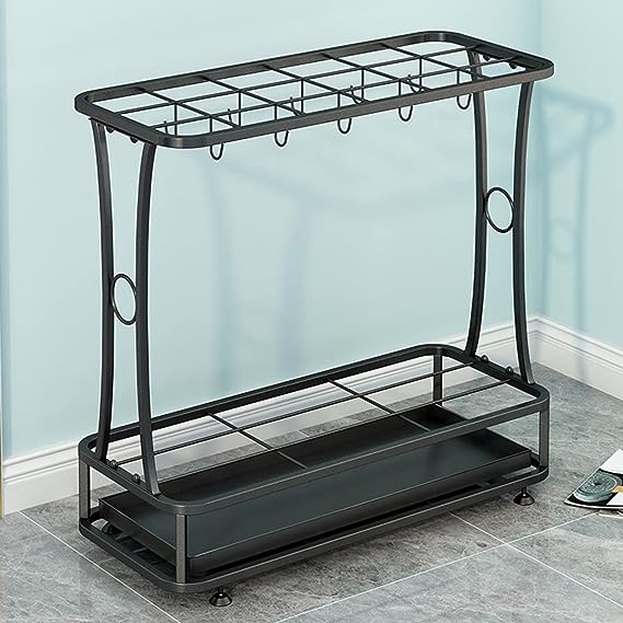 傘立て 玄関収納 10本立て 8フック付き 水受け取り外し可能 傘収納 大容量 安定 組立品 おしゃれ人気 ..