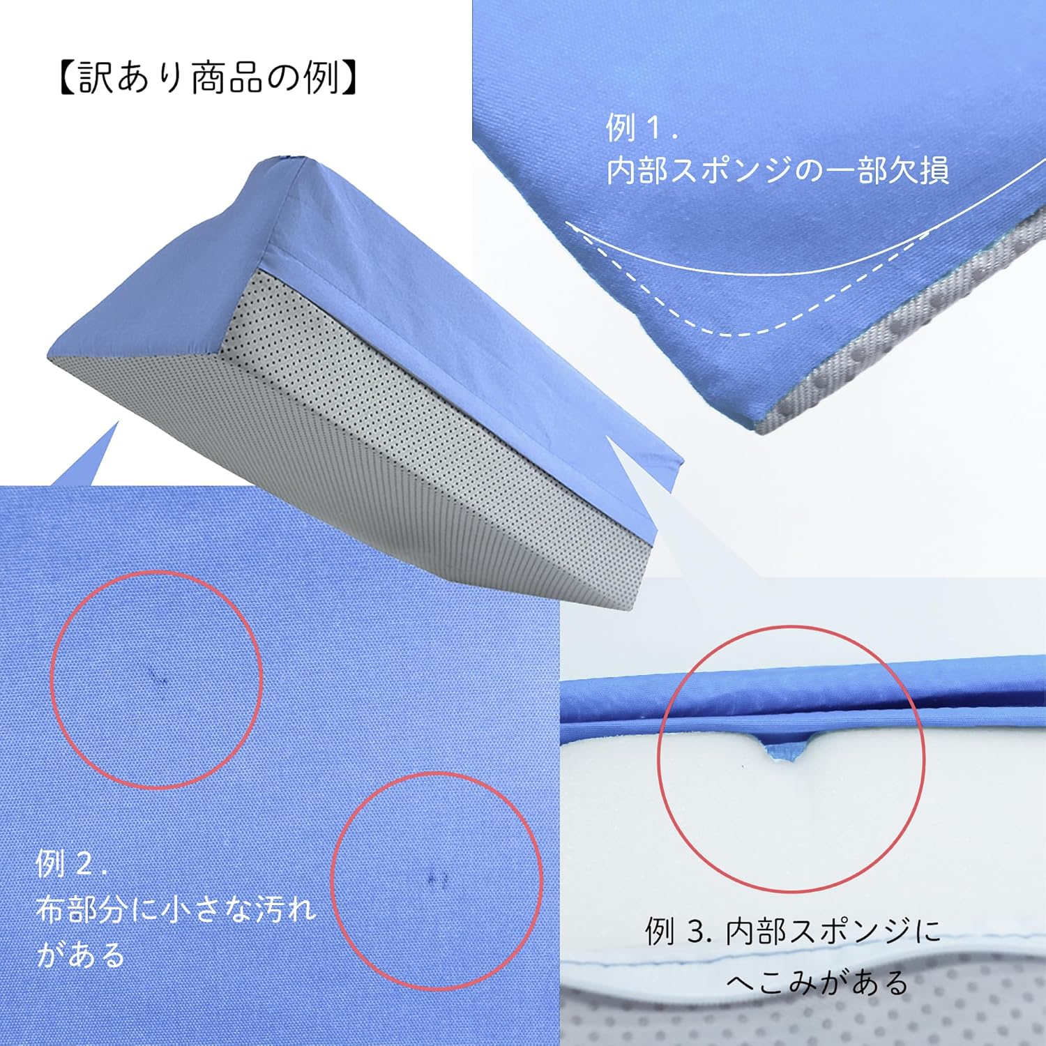 介護 三角 体位変換 クッション 滑り止め付き 枕 体交 ケア 側臥位 高密度 R型 介護用品 (2個セット アウトレット) 青