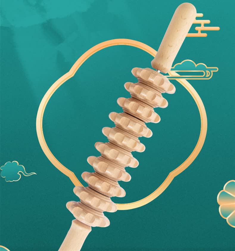 筋膜リリース ローラー 木製マッサージローラー 木製ボディローラー 木製 フィットネス 背中 マッサー..