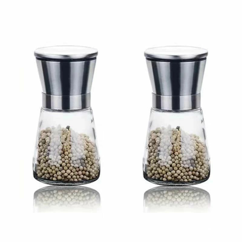 2本セット 100ml ペッパーミル 胡椒ミル 手動スパイスミル 操作簡単 調味用グラインダー 塩 コショウ入..