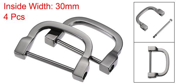 Dバックル ホースシューDリング U字型ねじ込み式バックル DIY用 30mm ブラック 4個入り