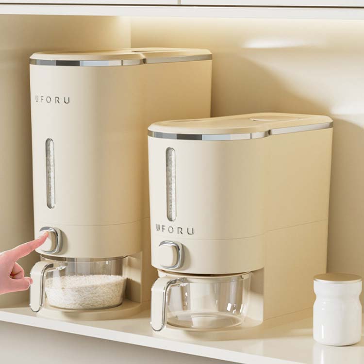 5kg ボタン押しタイプ 米びつ お米入れ 米櫃 大容量 ふた付き 計量 ライスストッカー スリム 残量見え..