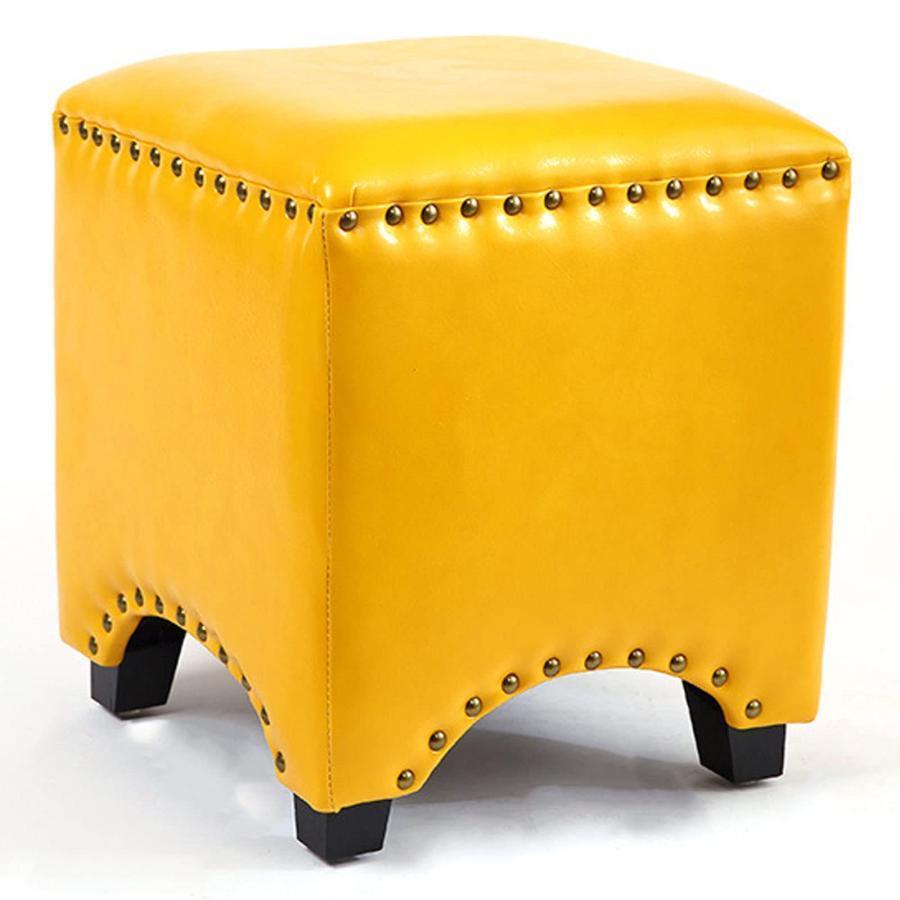 ヴィンテージ リベット オットマン リビング ルーム ベッドルーム用 スクエア フットスツール パッド入りシート スタッカブル ホーム フ