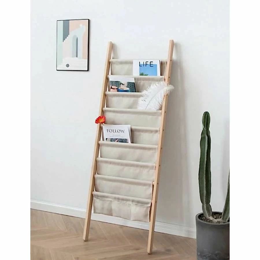 マガジンラック マガジンスタンド ニュージーランド高級原木 欅の木 雑誌ラック 帆布マガジンラック 10..