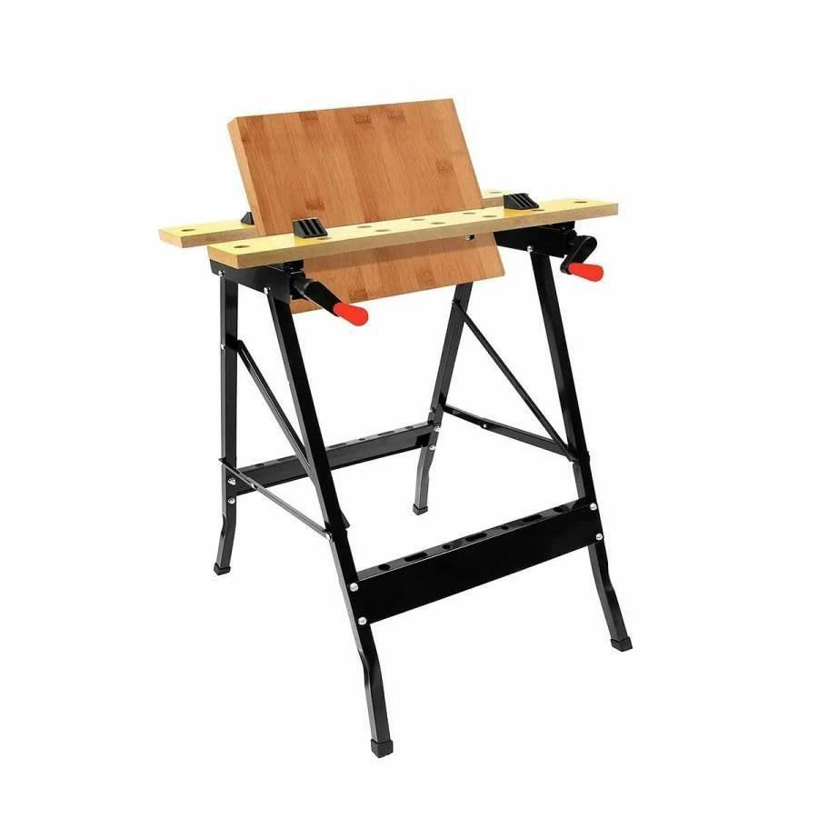 万能作業台 ワークベンチ ベーシック 折り畳み式 ソーホース 簡易作業台 木工作業台 ポータブル ワークテーブル 鋸テーブル 滑り止め 調