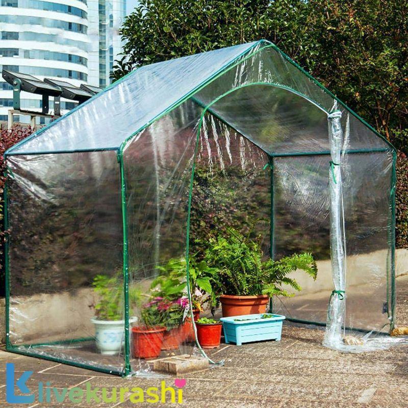 Shilanmei PVCビニールハウス ビニール温室 ガーデン温室 折りたたみ 組立簡単 ガーデン 温室カバー ホーム温室 簡易温室 花園(4)