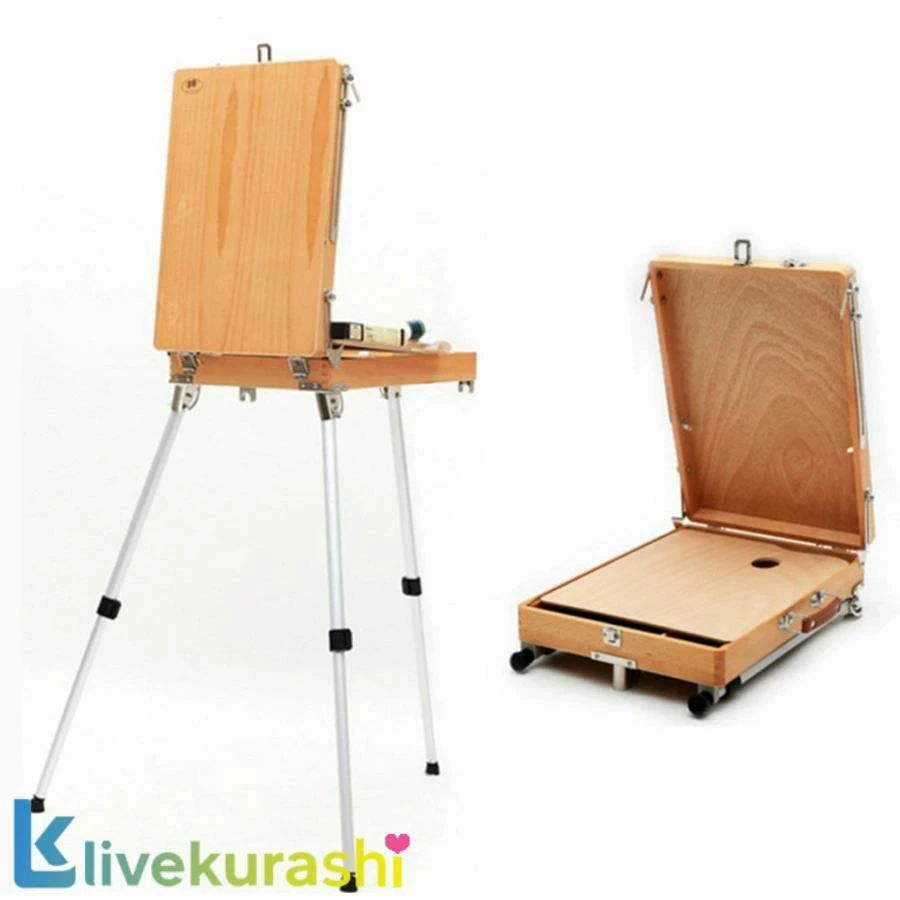 イーゼル 絵画ボックス 折りたたみ 画板 油絵 セット ポータブル 一体式絵画スタンド 油絵具木箱 スケ..