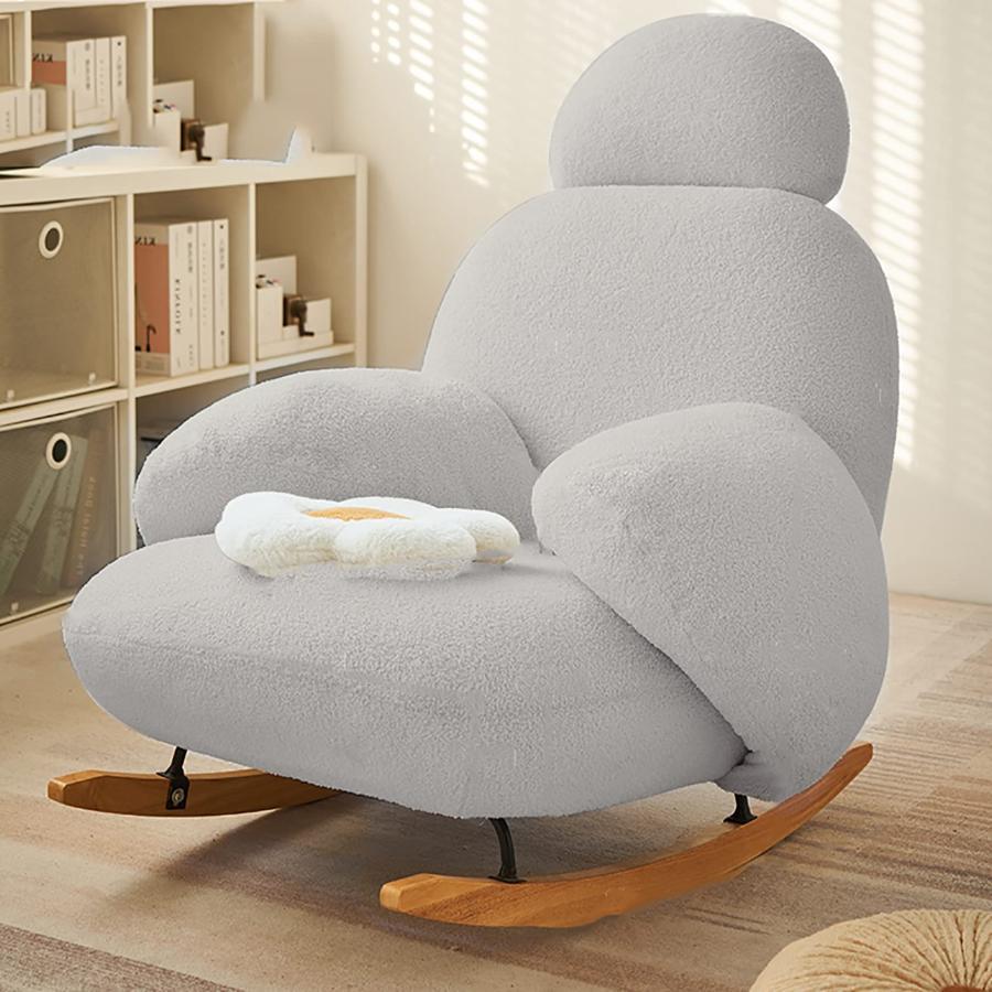 ロッキングチェア 1人掛け リラックスチェア 背もたれ42ギア調整可能 怠惰なラウンジチェア 300kg耐荷..