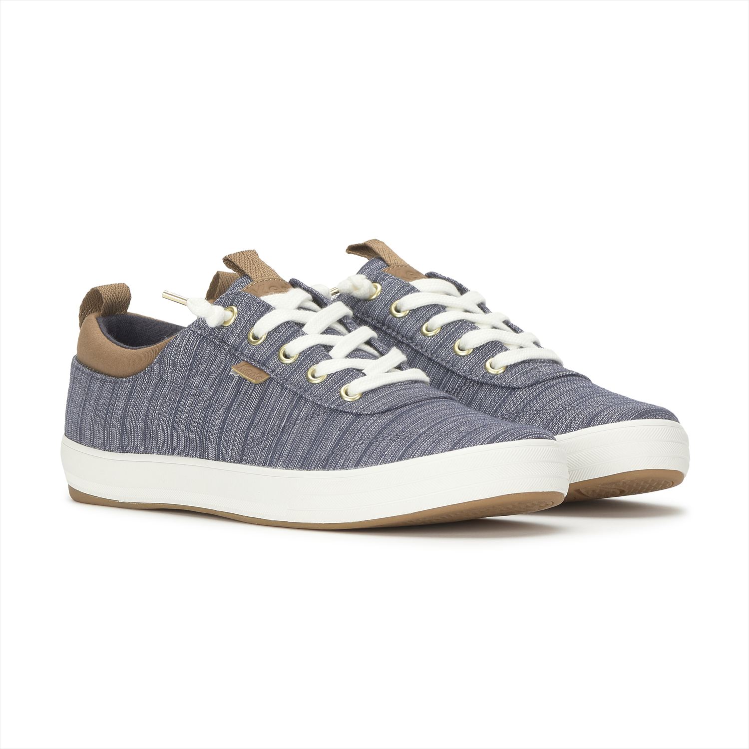 乐天商城 - 【Keds 公式】CENTER III SLIP ON STRIPE CHAMBRAY【ケッズ 公式】センター スリー スリップオン ストライプ シャンブレー Keds ケッズ シューズ・靴 スニーカー スリッポン ブルー/コニャック WF69408
