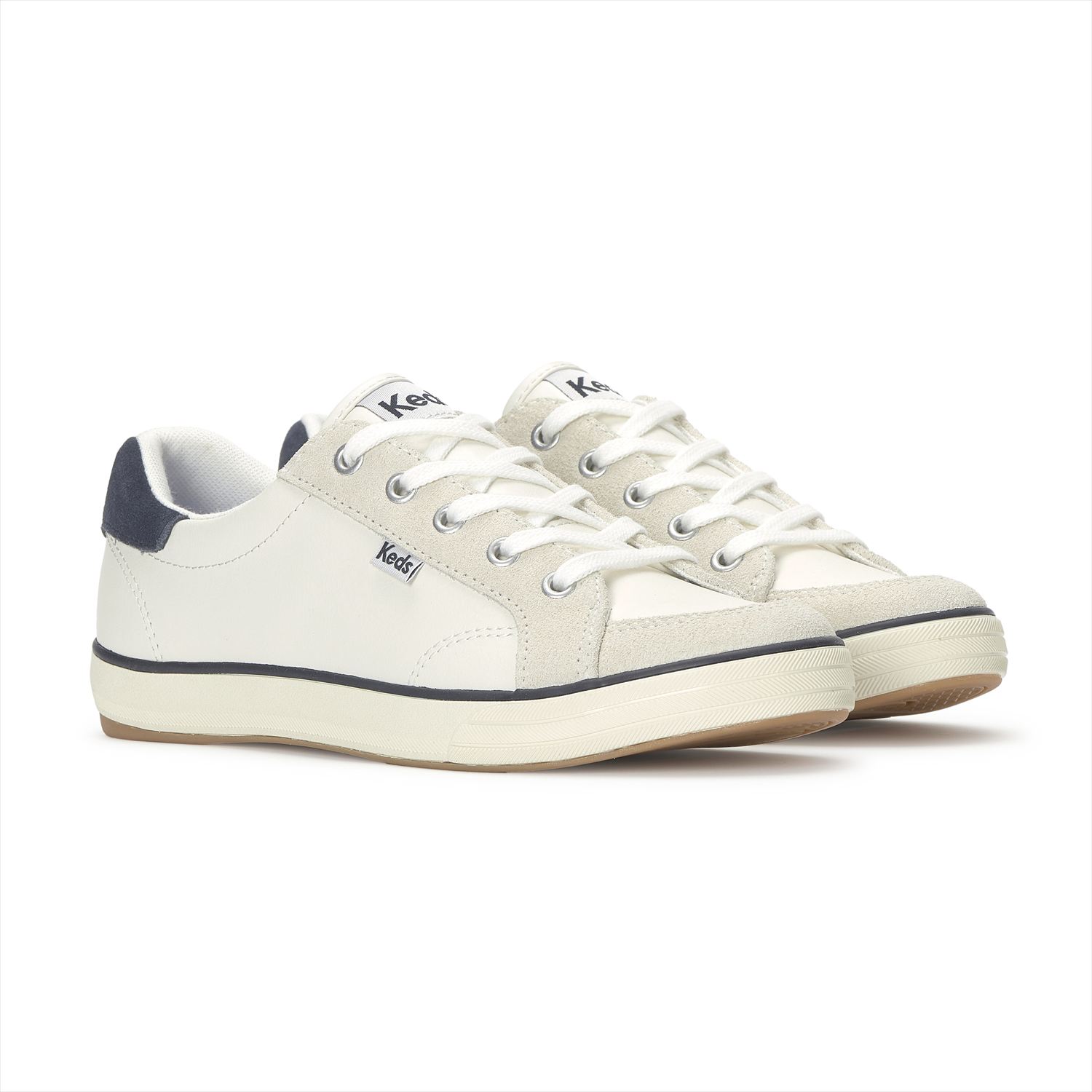 乐天商城 - 【Keds 公式】 CENTER III LEATHER/SUEDE【ケッズ 公式】センター スリー レザー/スエード Keds ケッズ シューズ・靴 スニーカー スノーホワイト/ネイビーブレザー WH68640